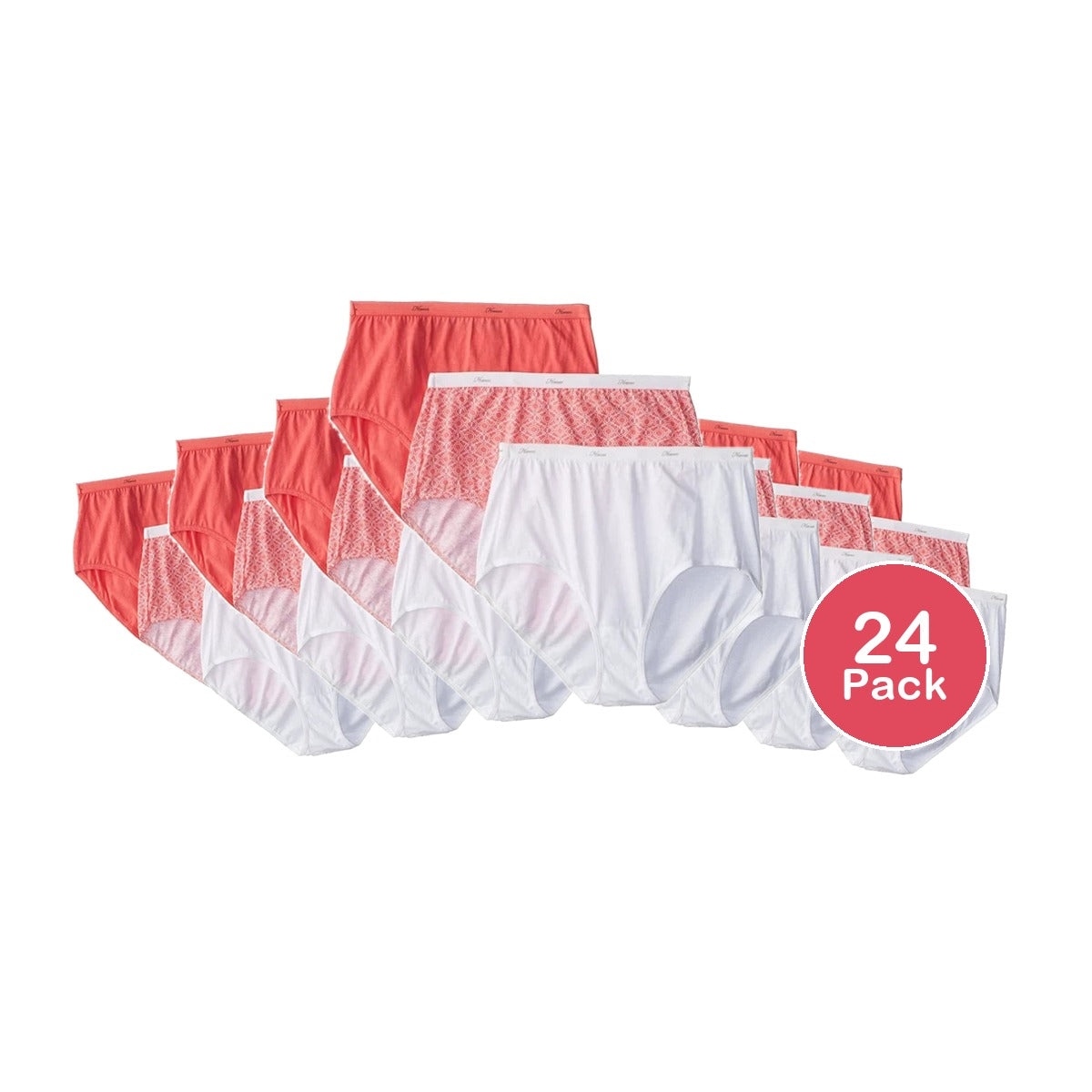 Hanes Women's assorted cotton brief panties - 3 pack (Pack of 24)