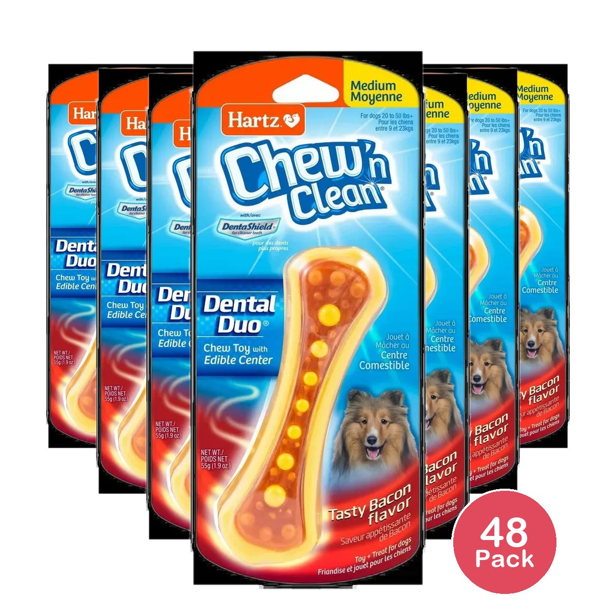 Hartz Chew 'N Clean Dental Duo Dog Chew and Toy 1.9oz (packof 1) (Pack of 48)