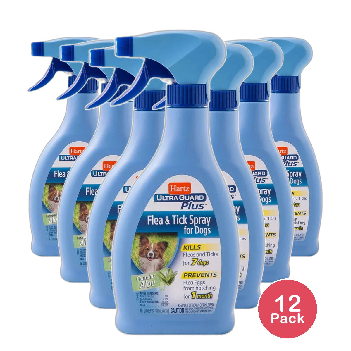 Hartz Ultraguard Plus Flea and Tick Spray for Dogs 16Oz (Pack of 12)