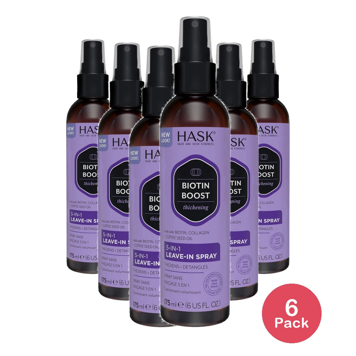 Hask Biotin Boost 5-In-1 Leave-In Spray 8 Oz (Pack of 6)