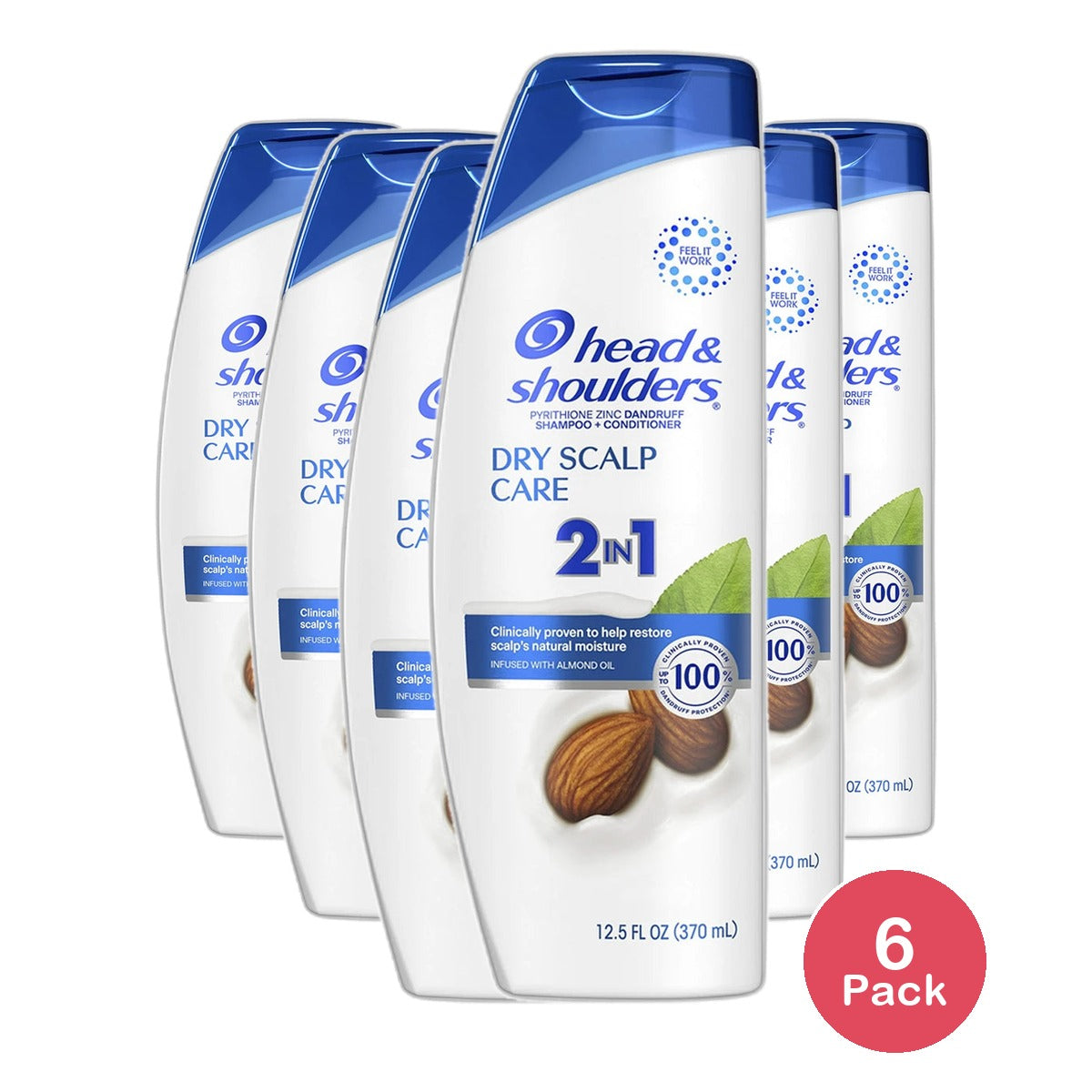 Head and Shoulders 2 in1 Dandruff Shampoo and Conditioner with Almond Oil 12.5Oz (Pack of 6)