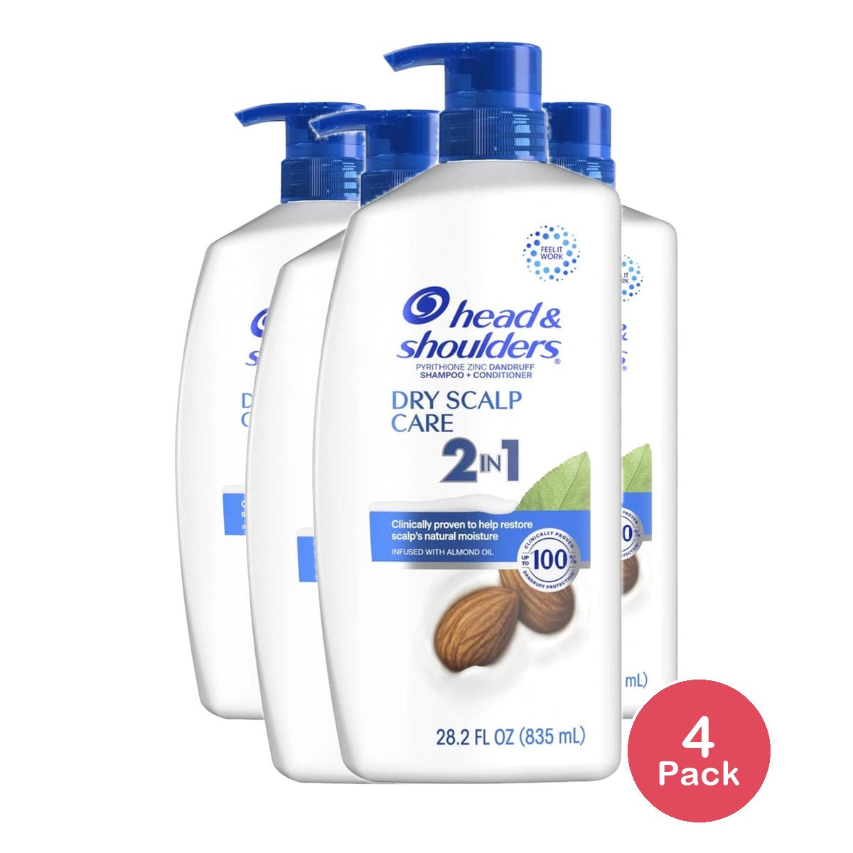 Head & Shoulders 2-in-1 Dandruff Shampoo and Conditioner, Anti-Dandruff Treatmen 28.2 oz(Pack of 4)