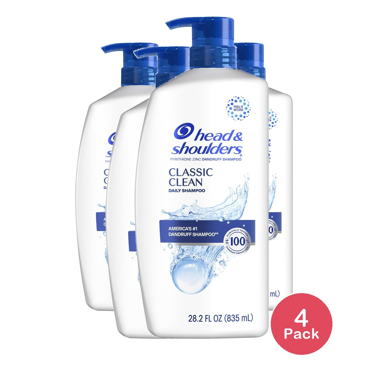 Head & Shoulders Dandruff Shampoo, Anti-Dandruff Treatment, Classic Clean for Da (Pack of 4)