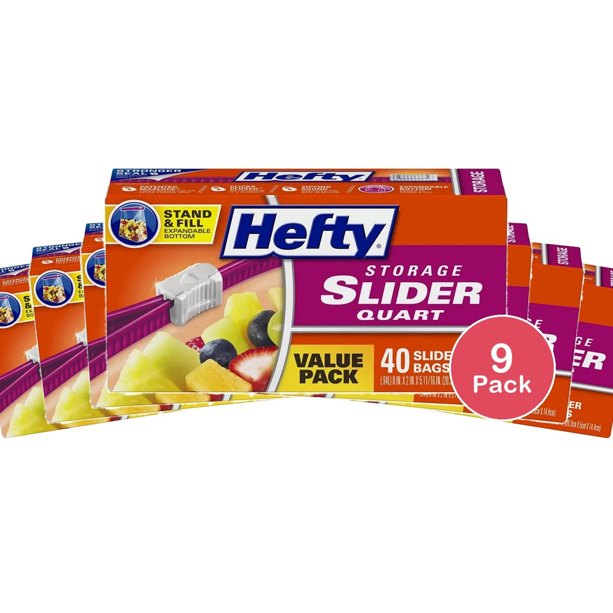 Hefty Quart Food Storage Slider Bag (Pack Of 9)