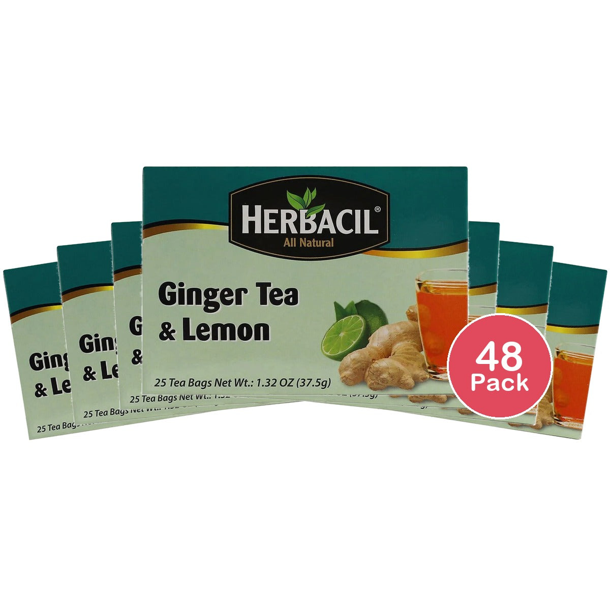 Herbacil Ginger and Lemon Tea 1.32 Oz (Pack of 48)