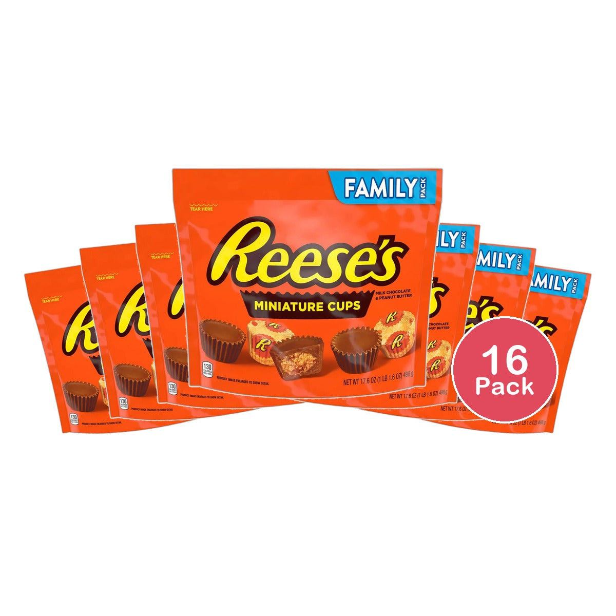 Hersheys Reeses Miniatures Milk Chocolate Peanut Butter Cups Candy 17.6Oz (Pack of 16)