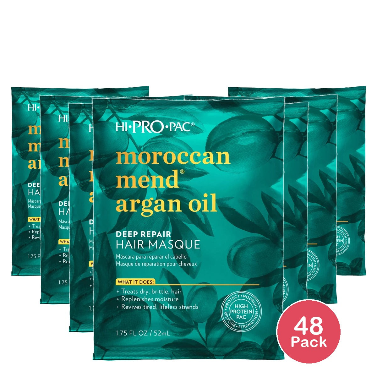 Hi-Pro-Pac Moroccan Mend Argan Oil Deep Repair Hair Mask to Moisturize Hair 1.75. Oz (Pack of 48)