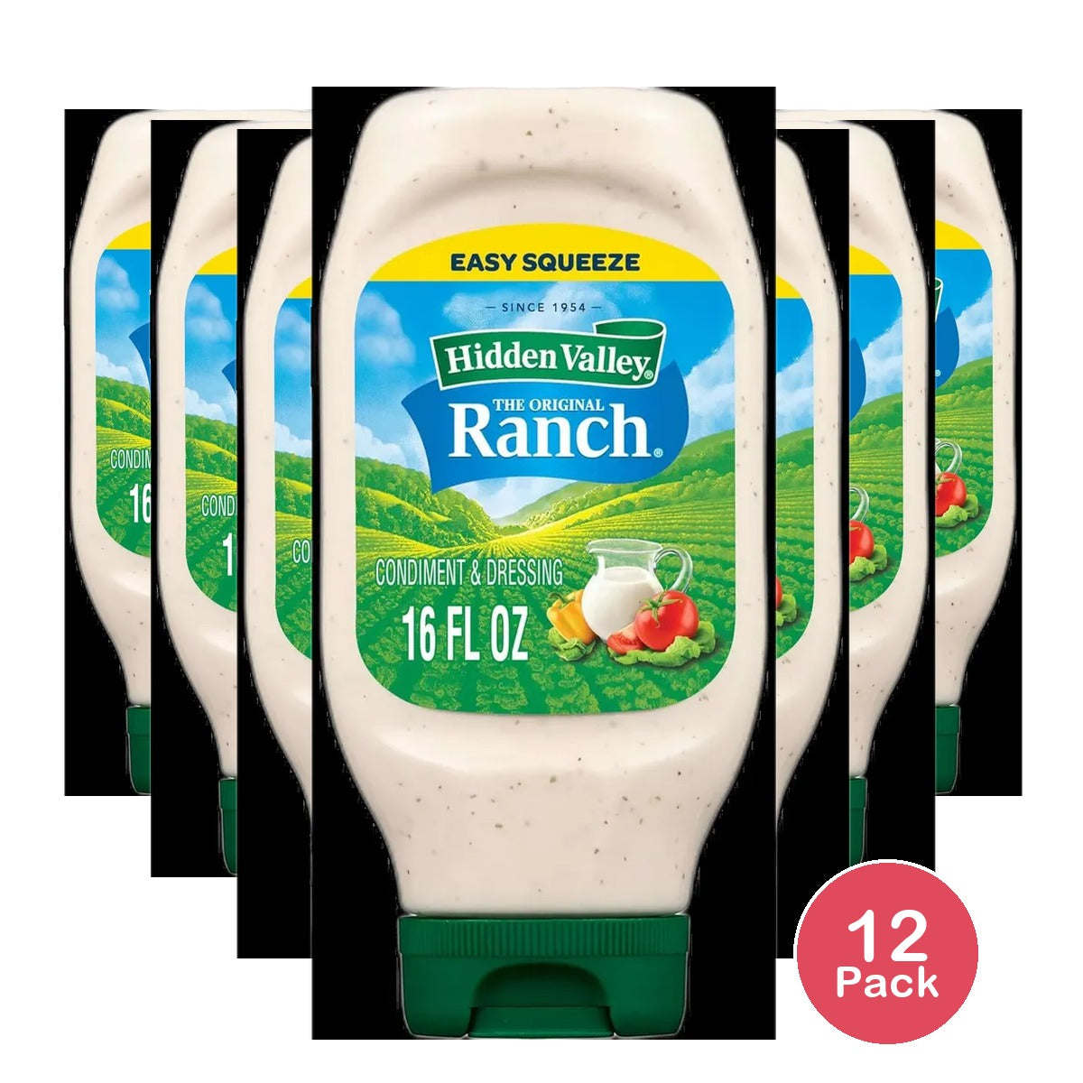 Hidden Valley Original Ranch Salad Dressing and Topping 16 fl oz (Pack of 12)
