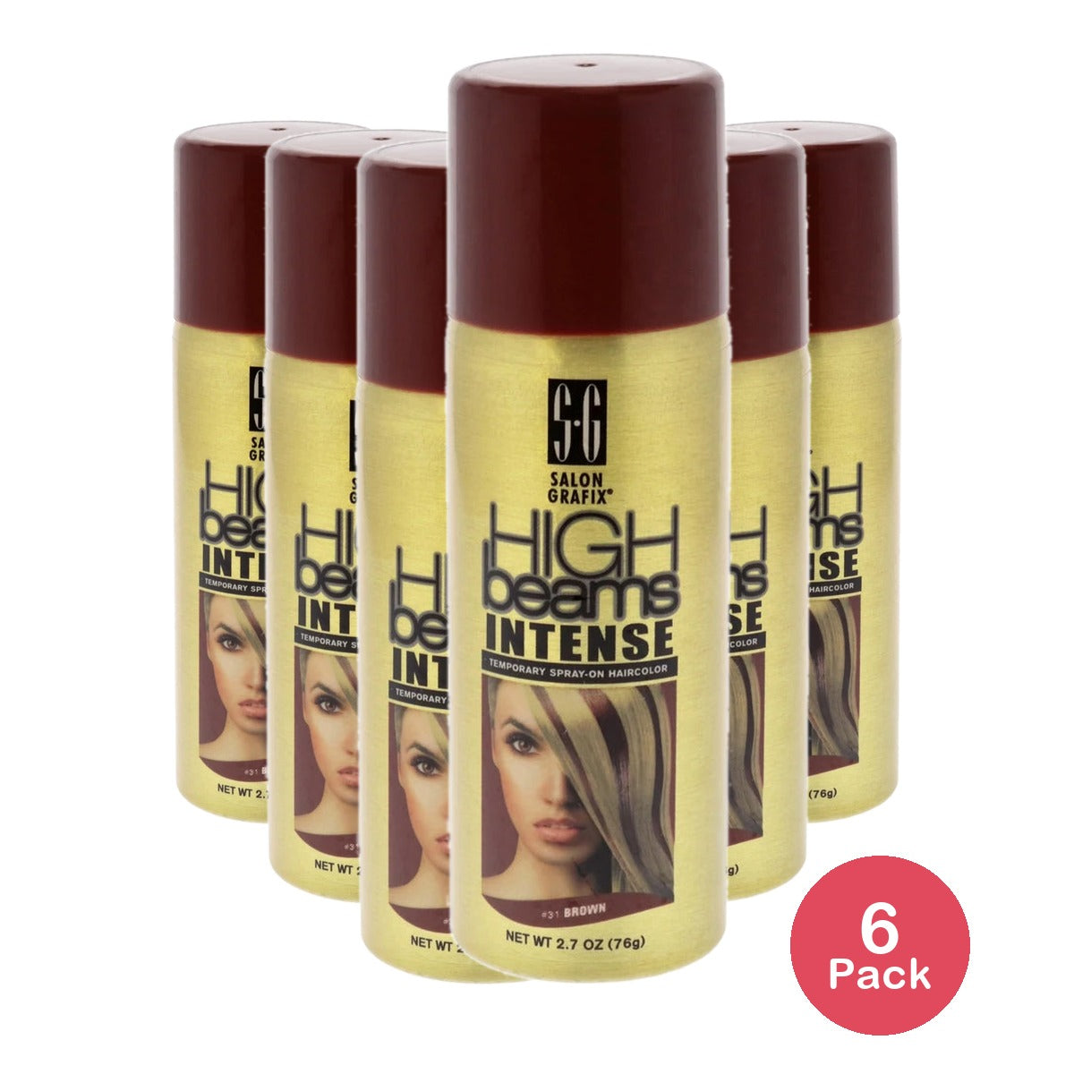 High Beams Intense Spray On Hair Color Brown 2.7 Oz (Pack of 6)
