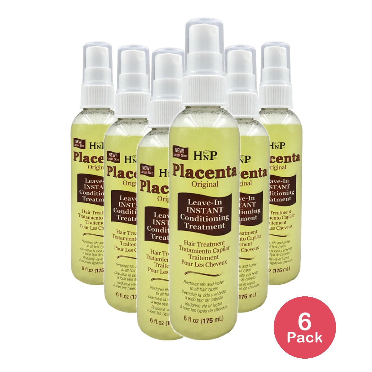 HNP Placenta Original Leave-in Instant Conditioning Treatment - All Hair Types 6 Oz (Pack of 6)