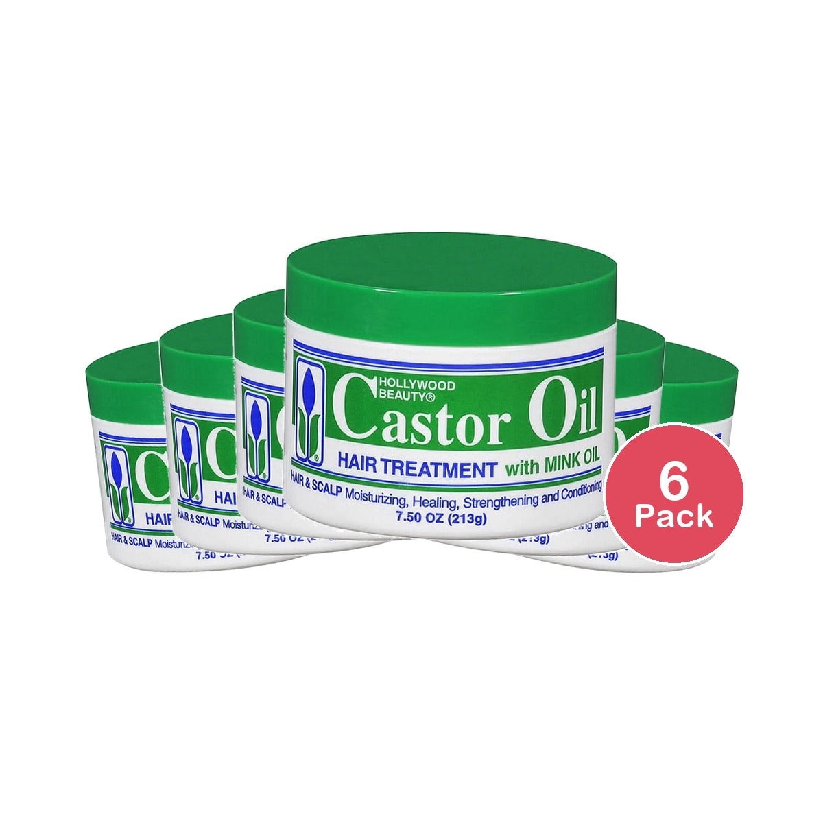 Hollywood Beauty Castor Oil Hair Treatment 7.5 Oz (Pack of 6)