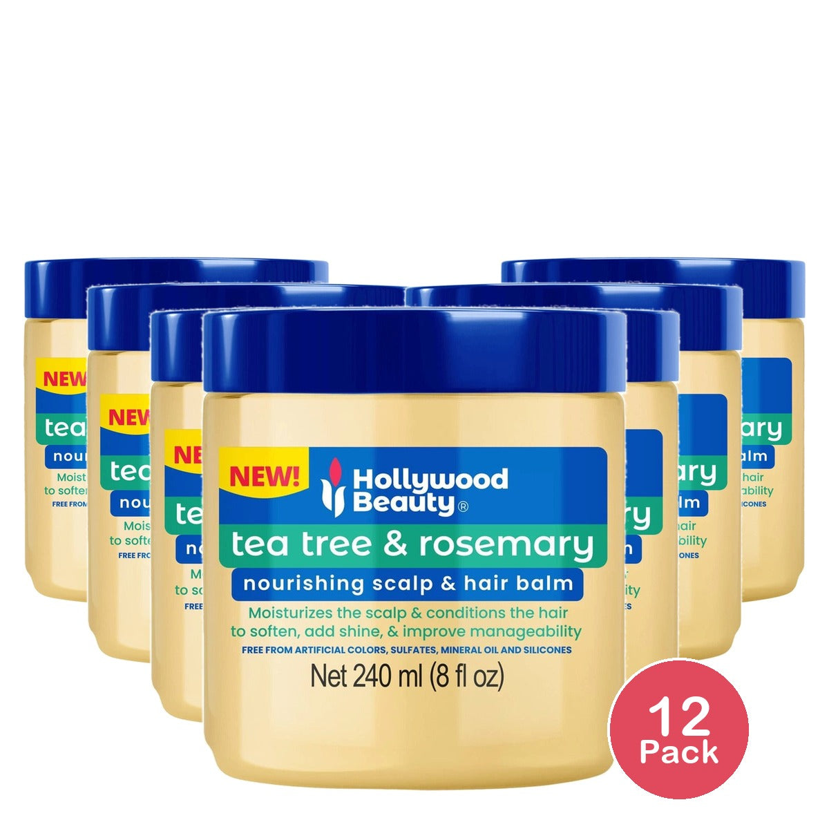 Hollywood Beauty Tea Tree & Rosemary Scalp & Hair Balm 8 Oz (Pack of 12)