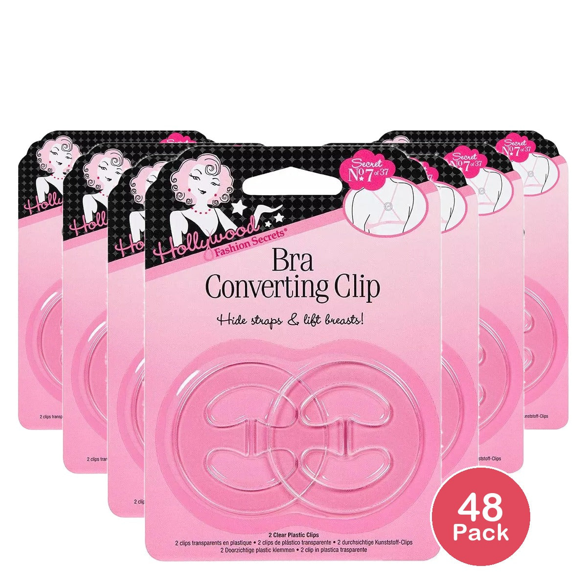 Hollywood Fashion Secrets Bra Converting Clips Clear 1.06Oz (Pack of 48)