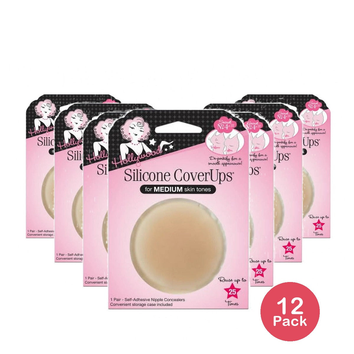 Hollywood Fashion Secrets Women's Nipple Covers for Medium Skin Tones 1.6Oz (Pack of 12)