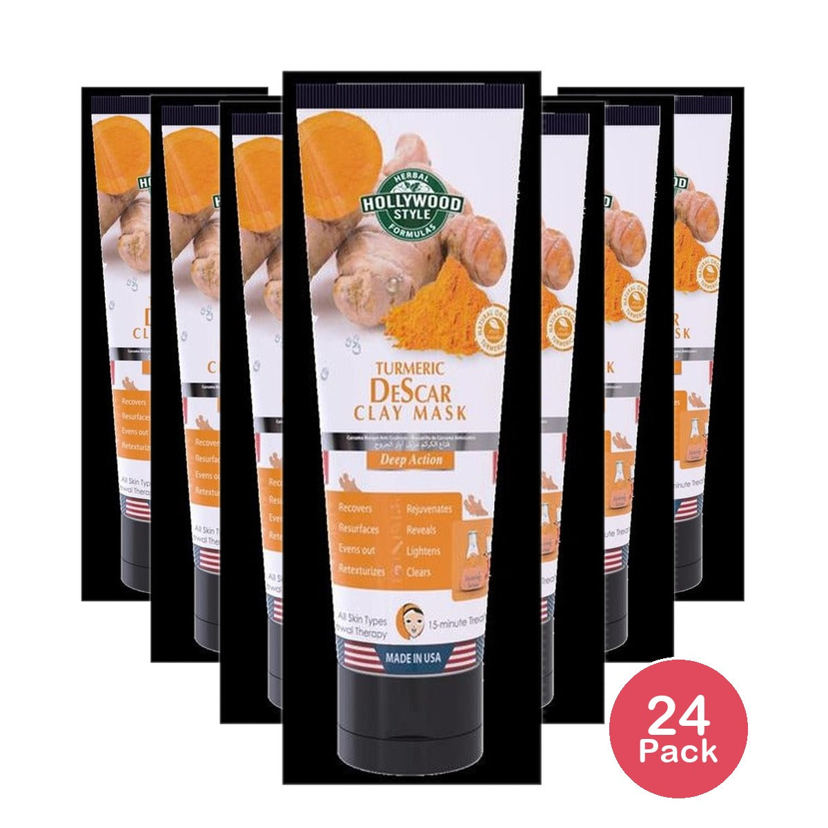 Hollywood Style Turmeric DeScar Clay Mask 3.2 Oz (Pack of 24)