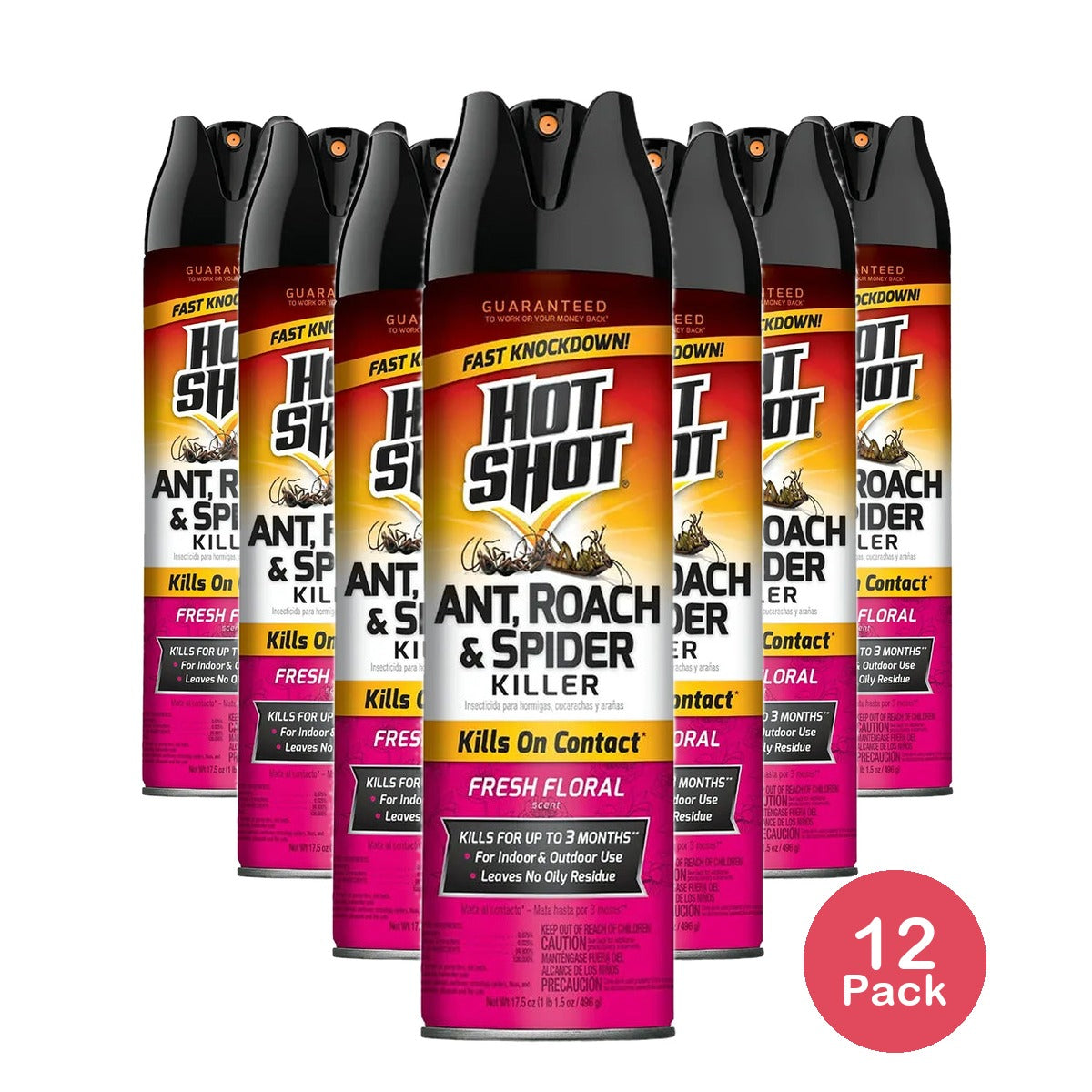 Hot Shot Ant & Roach Plus Germ Killer Fresh Floral Scent 17.5Oz (Pack of 12)
