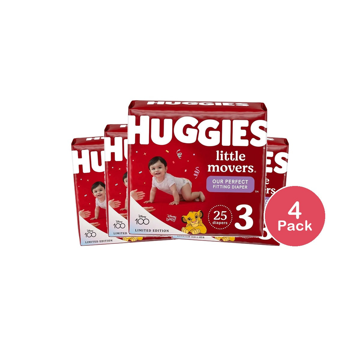 Huggies Little Movers Baby Diapers Size 3 (Pack Of 4)