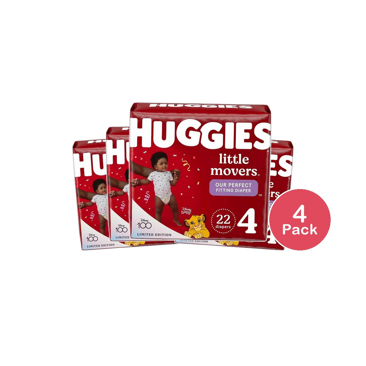 Huggies Little Movers Baby Disposable Diapers Size 4 (Pack Of 4)