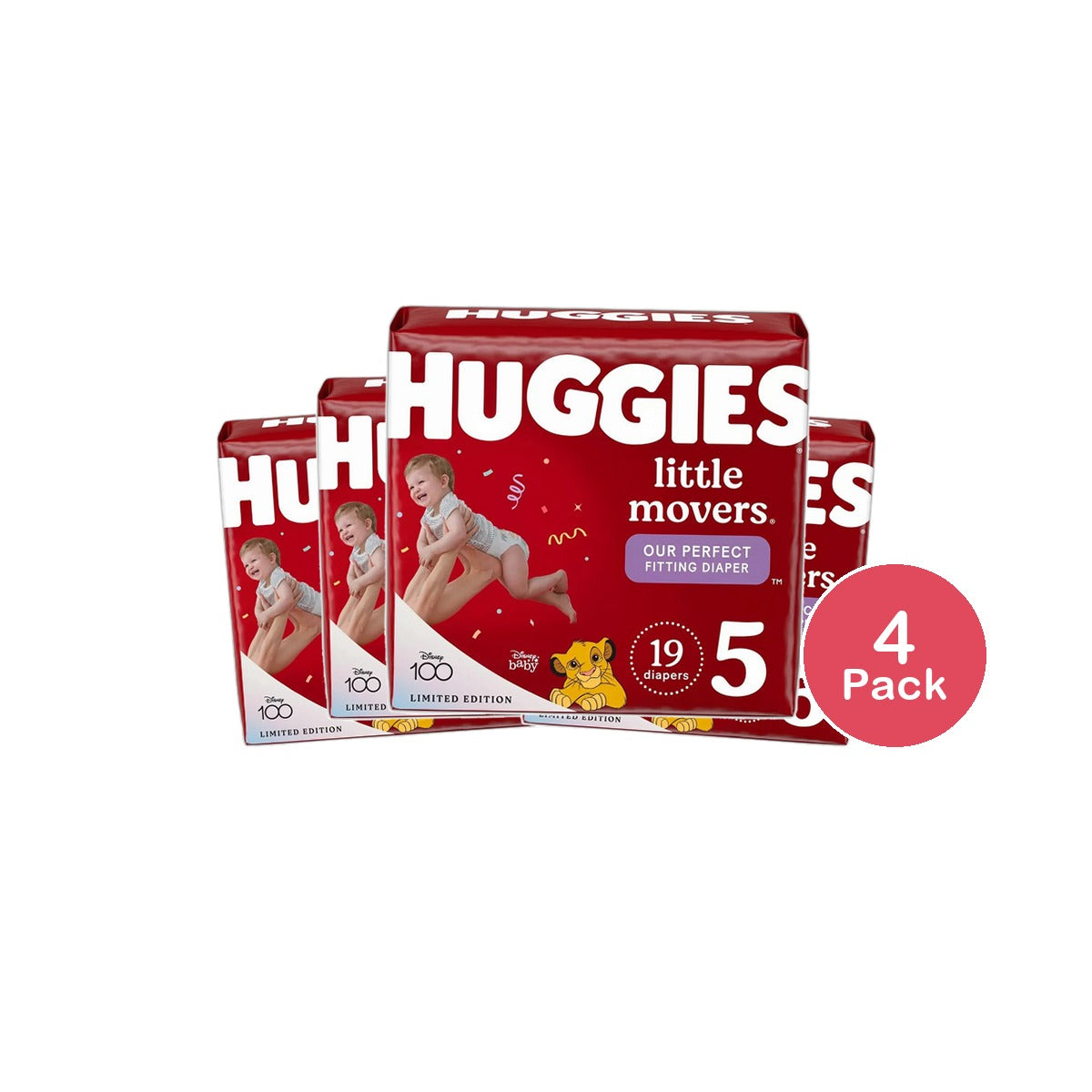 Huggies Little Movers Baby Disposable Diapers Size 50.03 Oz (Pack of 4)