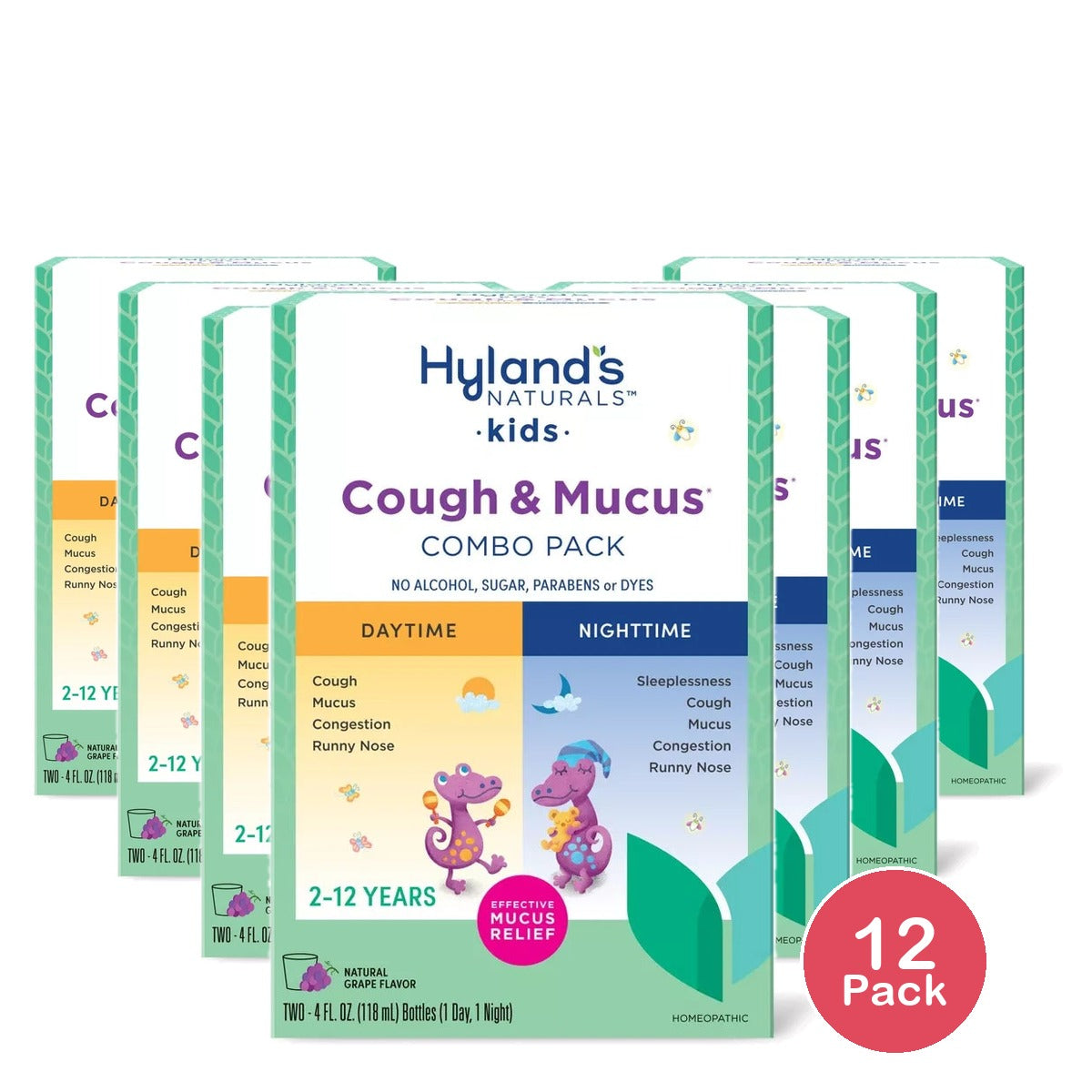 Hyland's Naturals Kids' Cough & Mucus Combo Pack Syrup - Grape - 8 fl oz (Pack of 12)