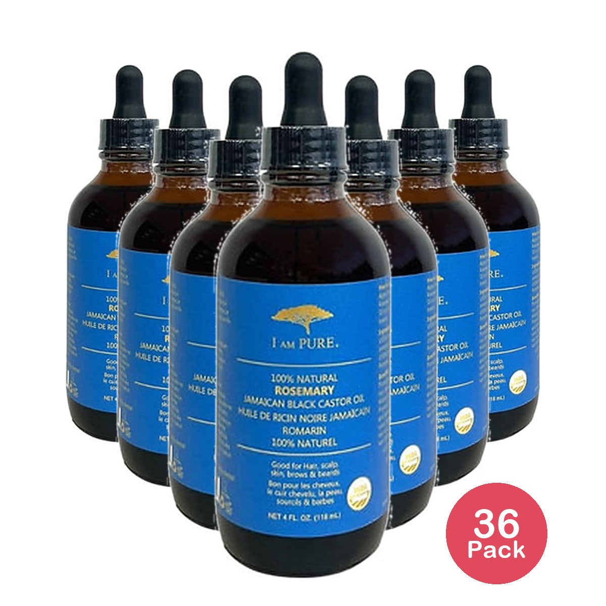 I Am Pure 100% Jamaican Black Castor Oil Rosemary 4 Oz (Pack of 36)