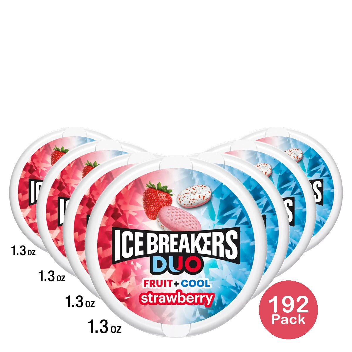 Ice Breakers Duo Fruit & Cool Strawberry Sugarfree Mints 1 X 36g Tub 1.3 Oz (Pack of 192)