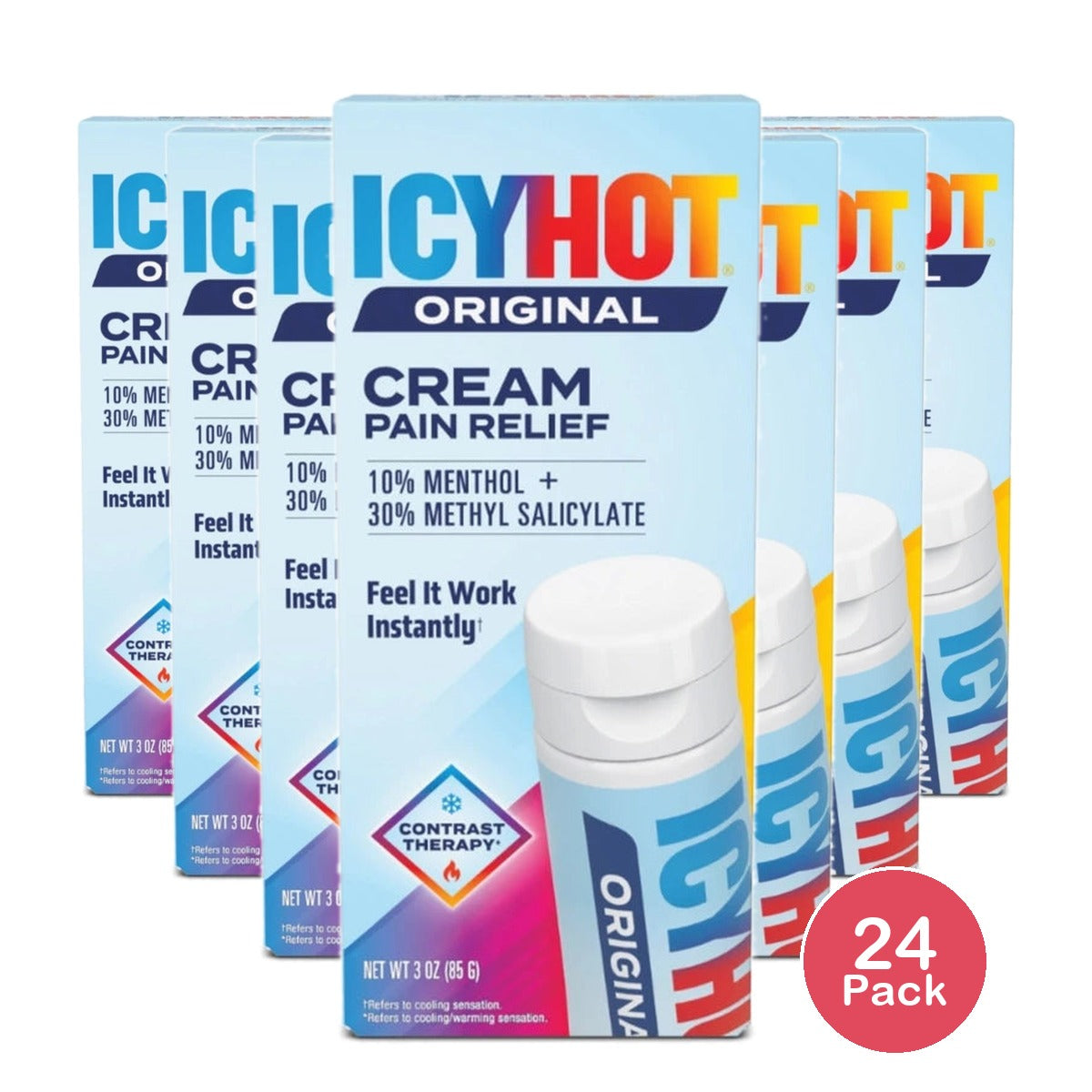 Icy Hot Original Muscle & Joint Pain Relief Cream with Menthol 3 Oz (Pack of 24)