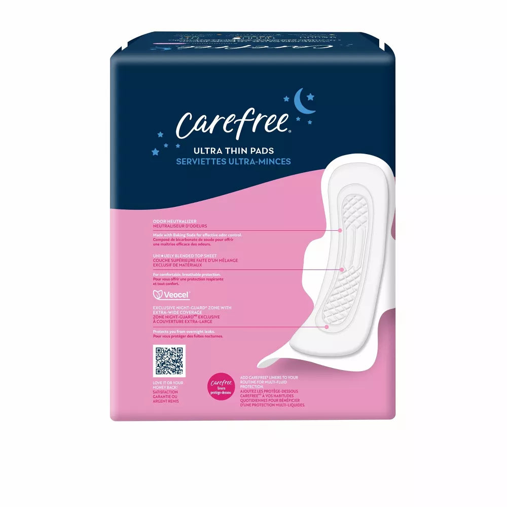 Carefree Ultra Thin Overnight Pads with Wings -40ct 20 OZ(Pack of 3)