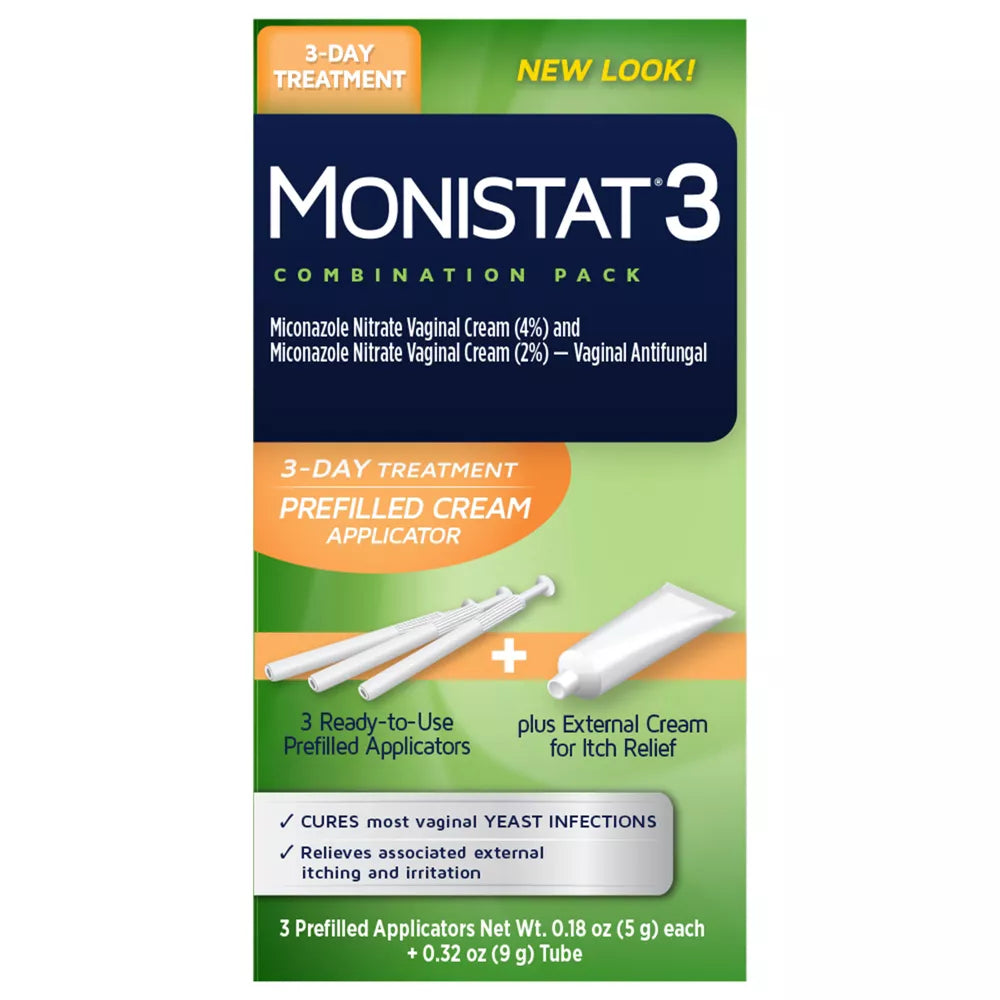 Monistat 3-Dose Yeast Infection Treatment 3 Prefilled Applicators & External Itc (Pack of 12)