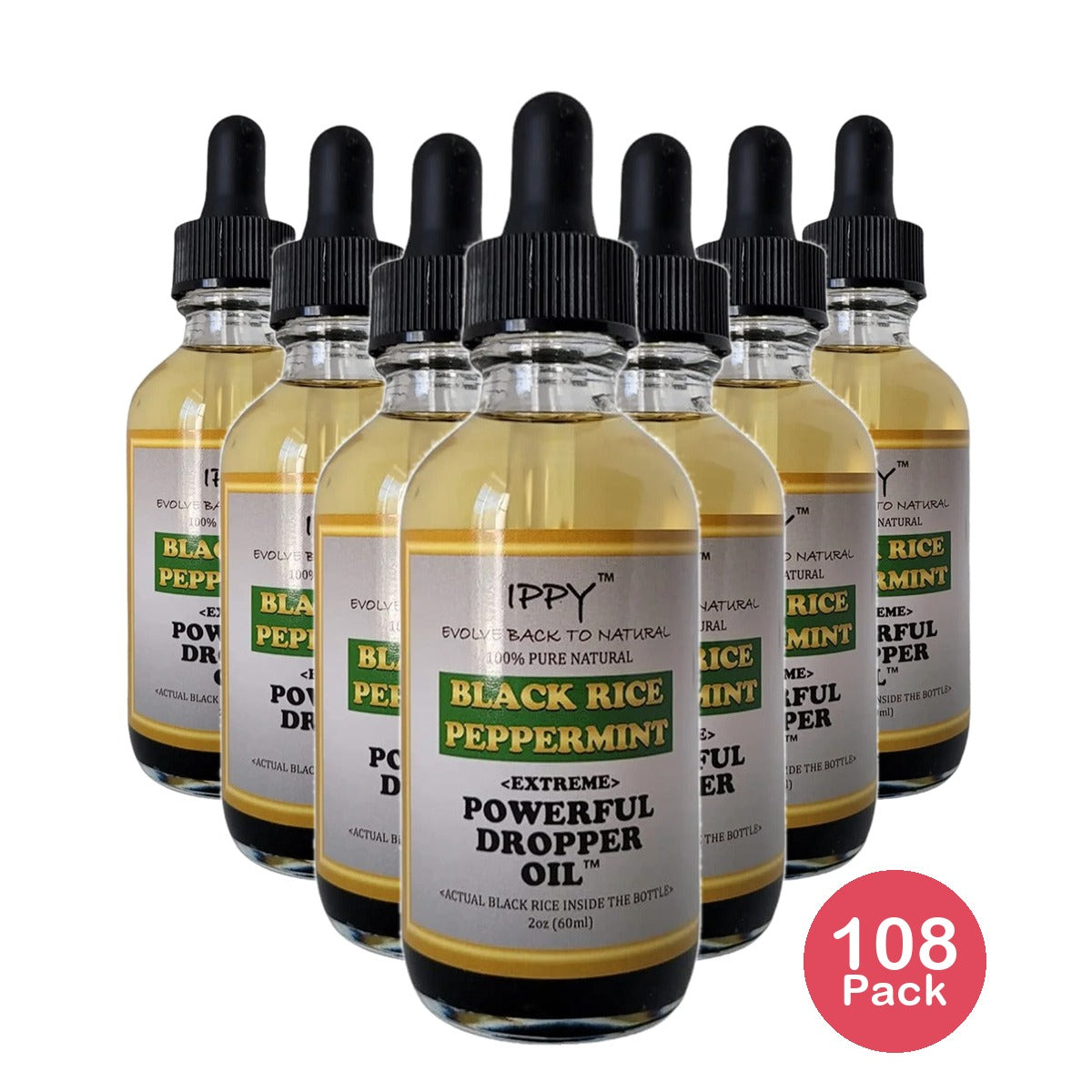 IPPY Black Rice Peppermint Dropper Oil 2 Oz (Pack of 108)