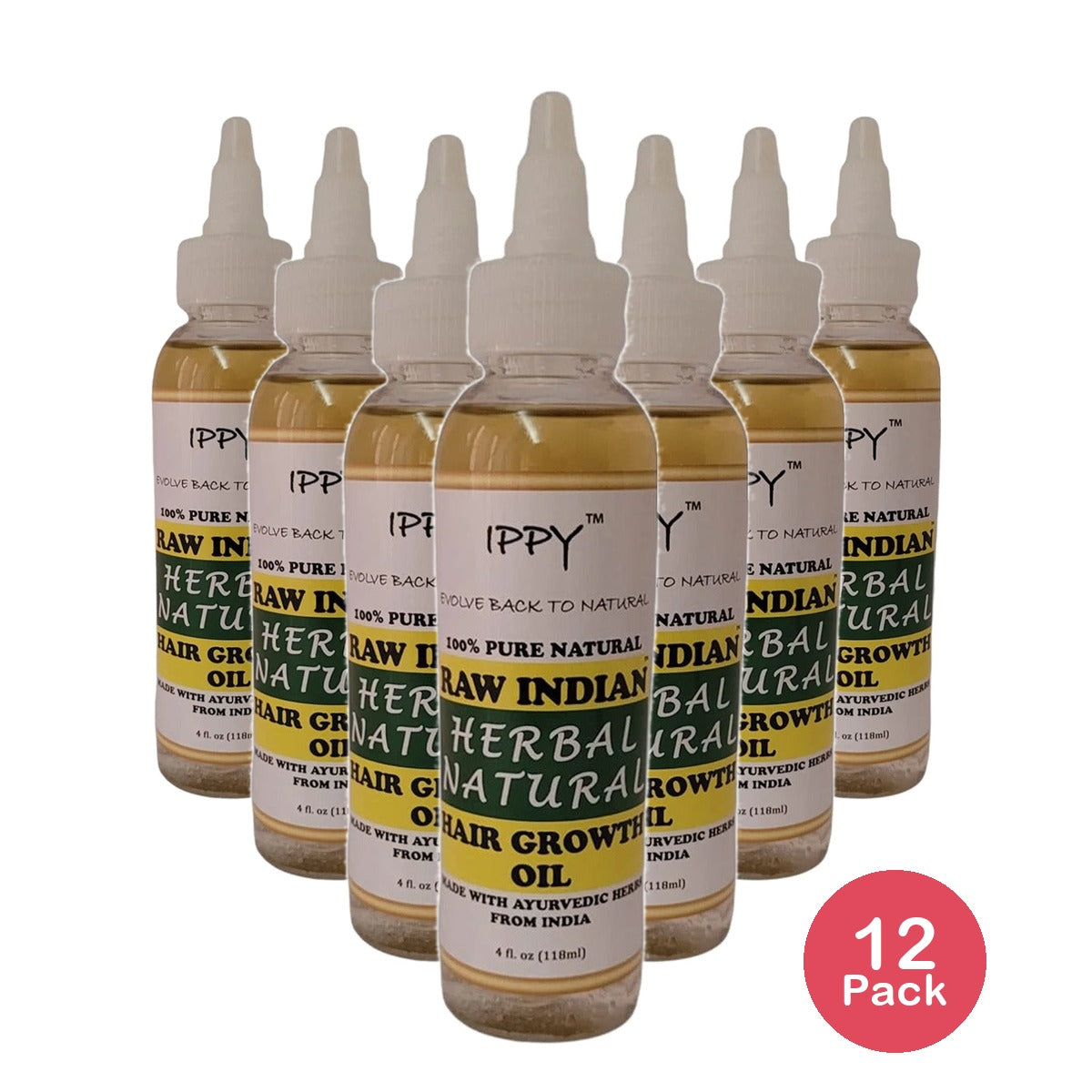 IPPY Raw Indian Herbal Hair Growth Oil 4 Oz (Pack of 12)