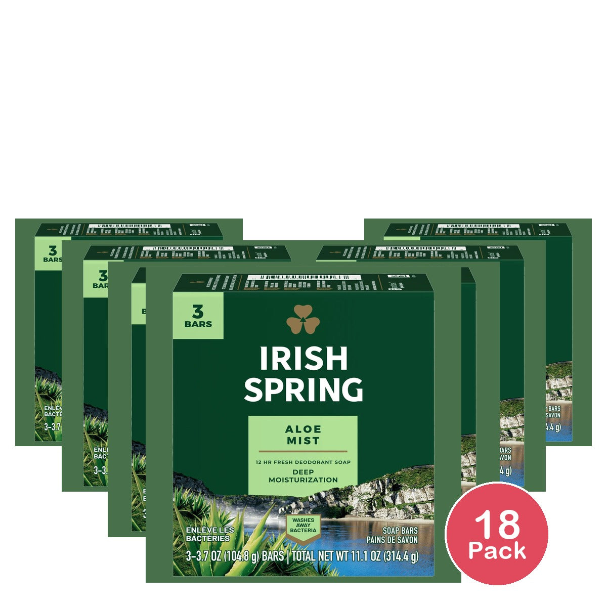 Irish Spring - Deodorant Soap - Aloe 11.1 oz (Pack of 18)