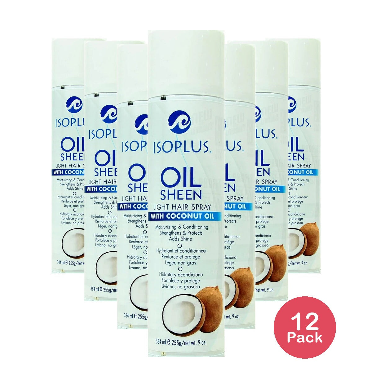 Isoplus Coconut Oil Sheen Light Hair Spray 9 oz. (Pack of 12)