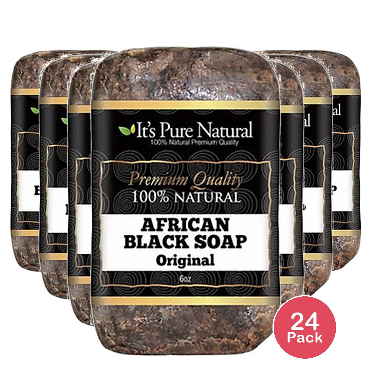 It's Pure Natural African Black Soap Bars Original 5 Oz (Pack of 24)
