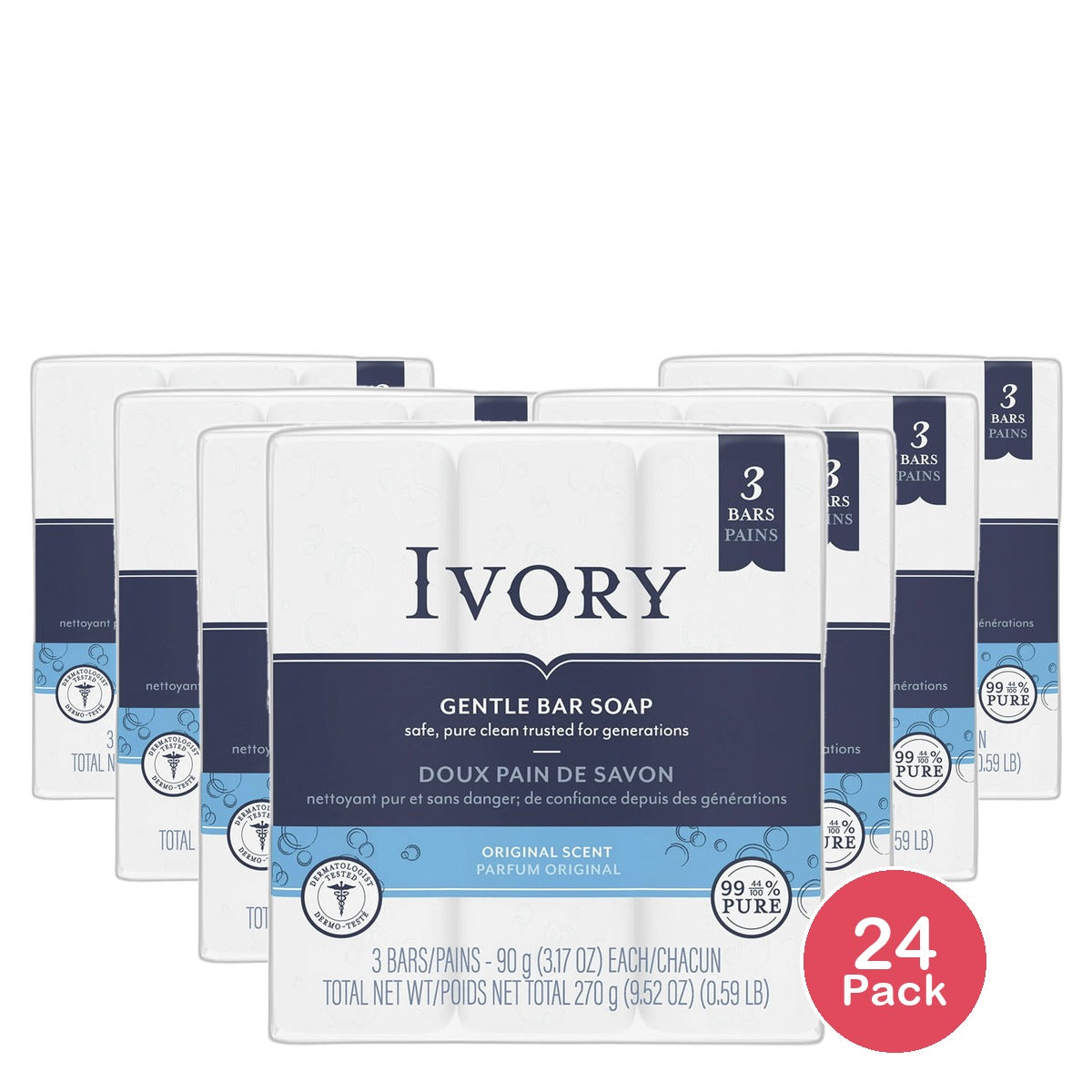 Ivory Bar Soap Original 3 Pack 3.17Oz (Pack of 24)