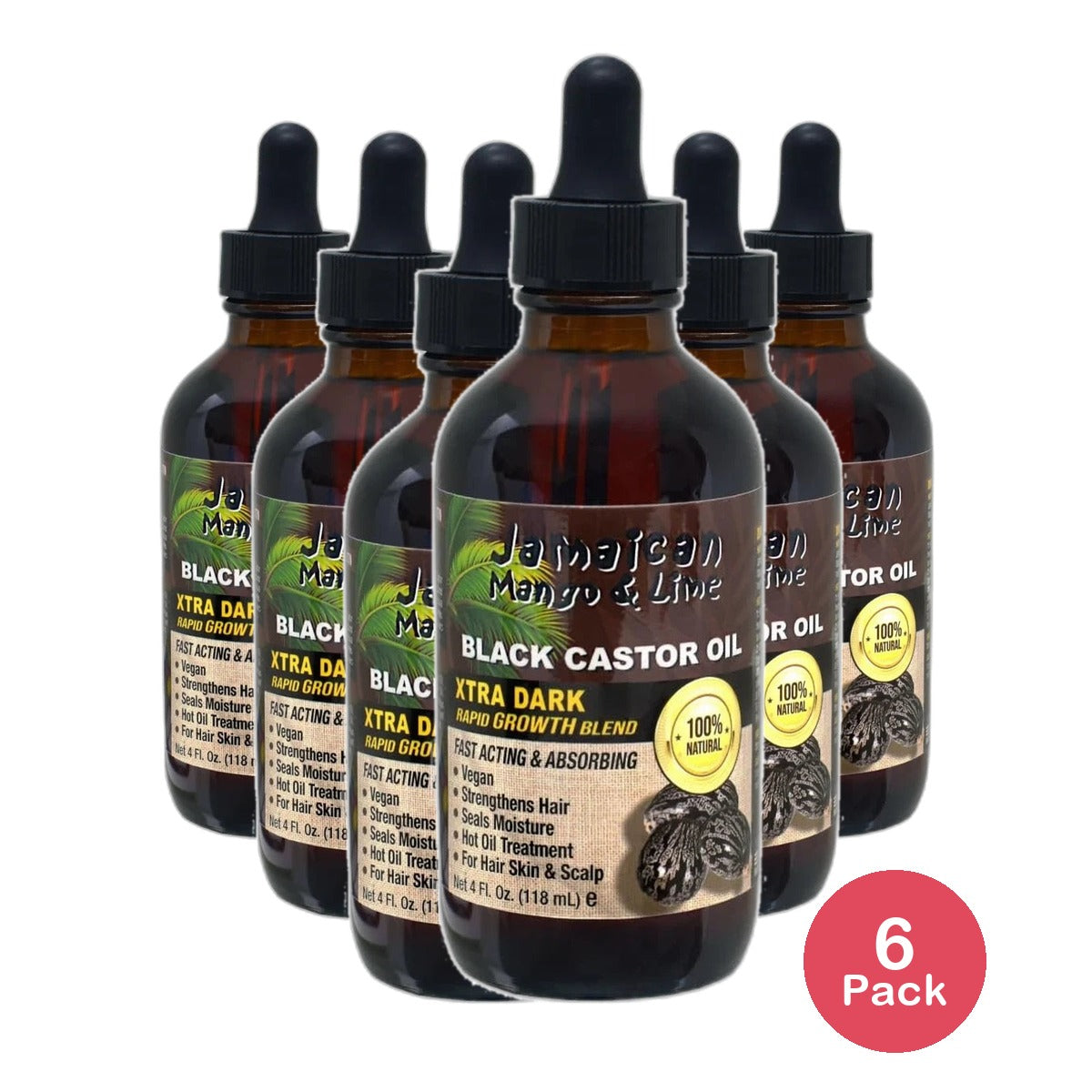 Jamaican Mango and Lime Black Castor Oil Xtra Dark 4Oz (Pack of 6)
