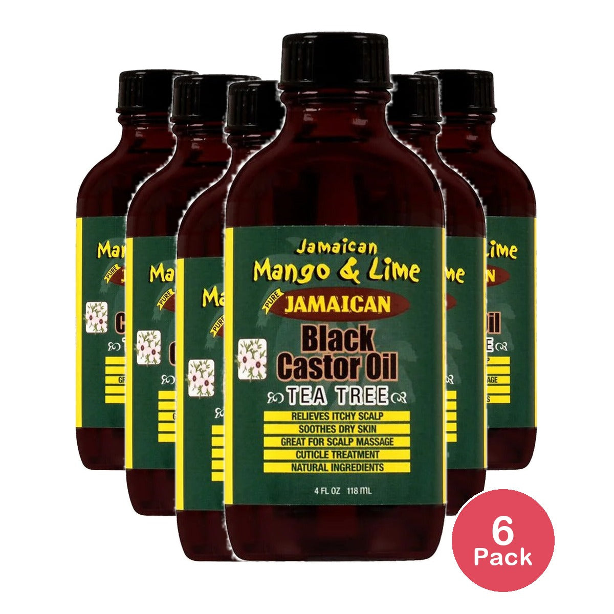 Jamaican Mango & Lime Black Castor Oil 4 Oz (Pack of 6)