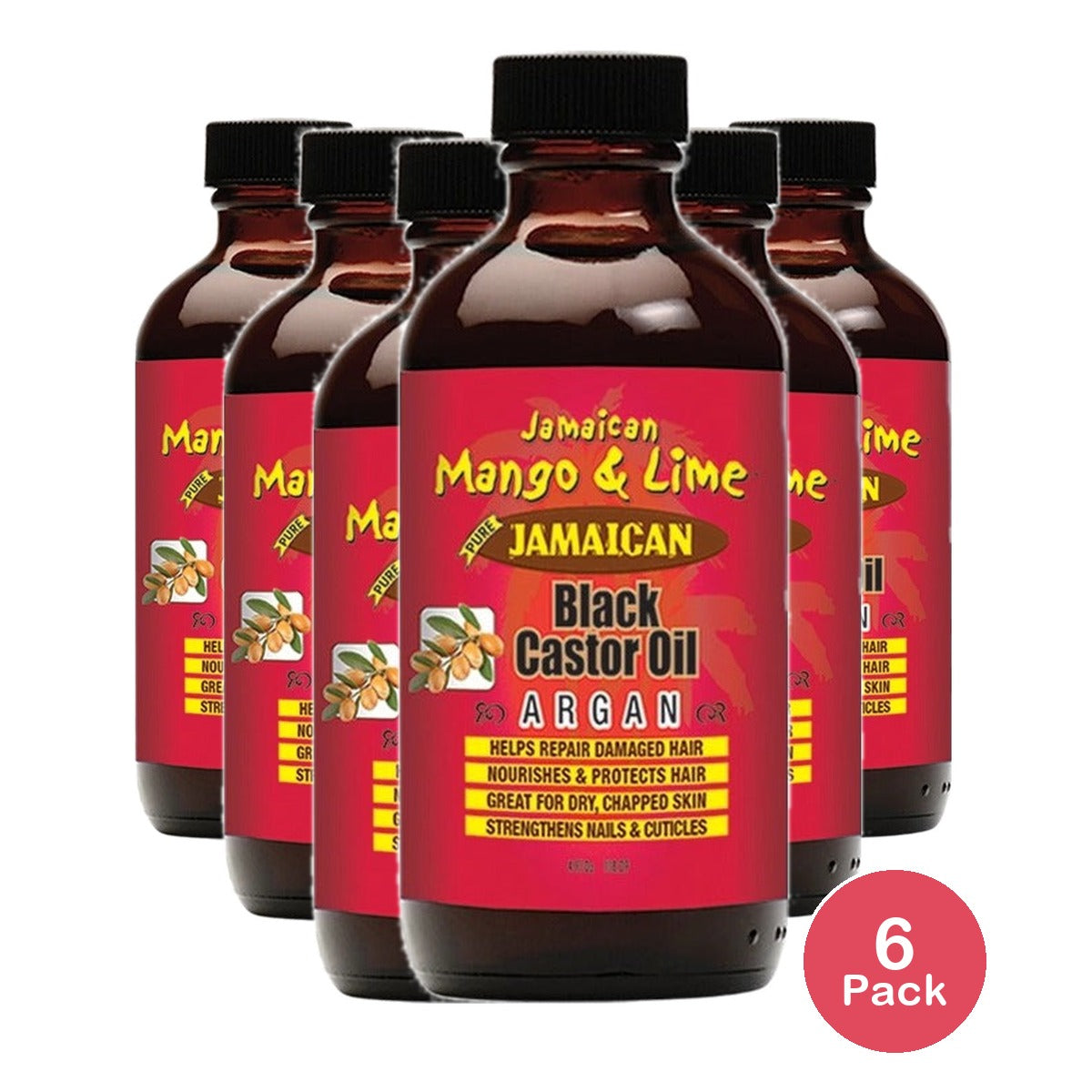 Jamaican Mango & Lime Black Castor Oil Argan 4 Oz (Pack of 6)