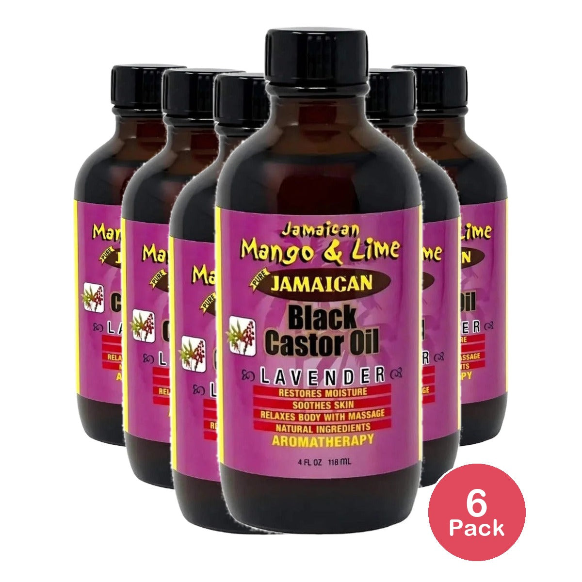 Jamaican Mango & Lime Black Castor Oil Lavender 4 Oz (Pack of 6)