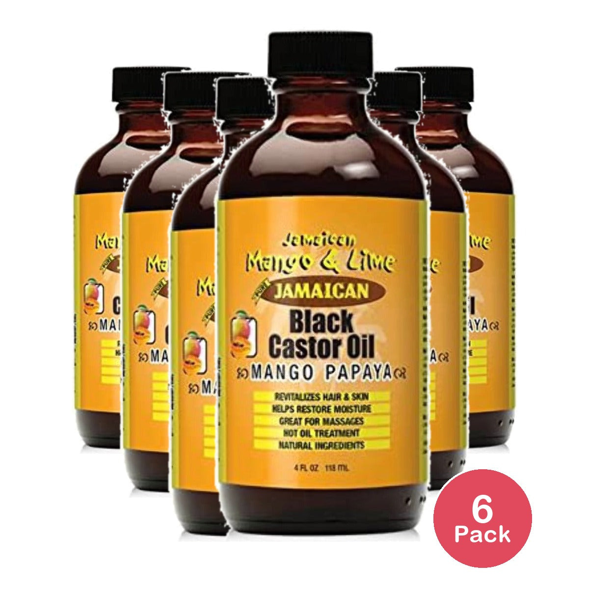 Jamaican Mango & Lime Black Castor Oil Mango Papaya 4 Oz (Pack of 6)