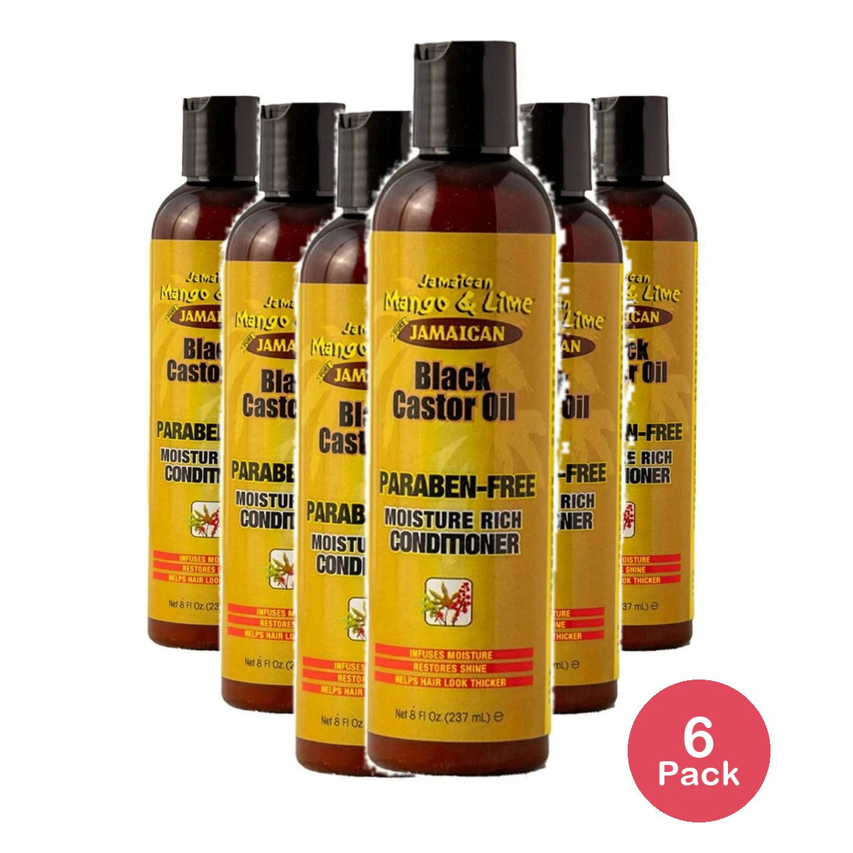 Jamaican Mango Lime - Black Castor Oil Moisture Rich Conditioner 8. Oz (Pack of 6)