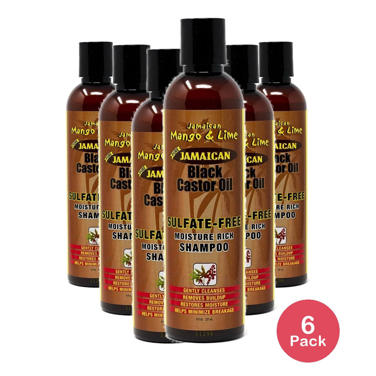 Jamaican Mango Lime - Black Castor Oil Moisture Rich Shampoo 8Oz (Pack of 6)