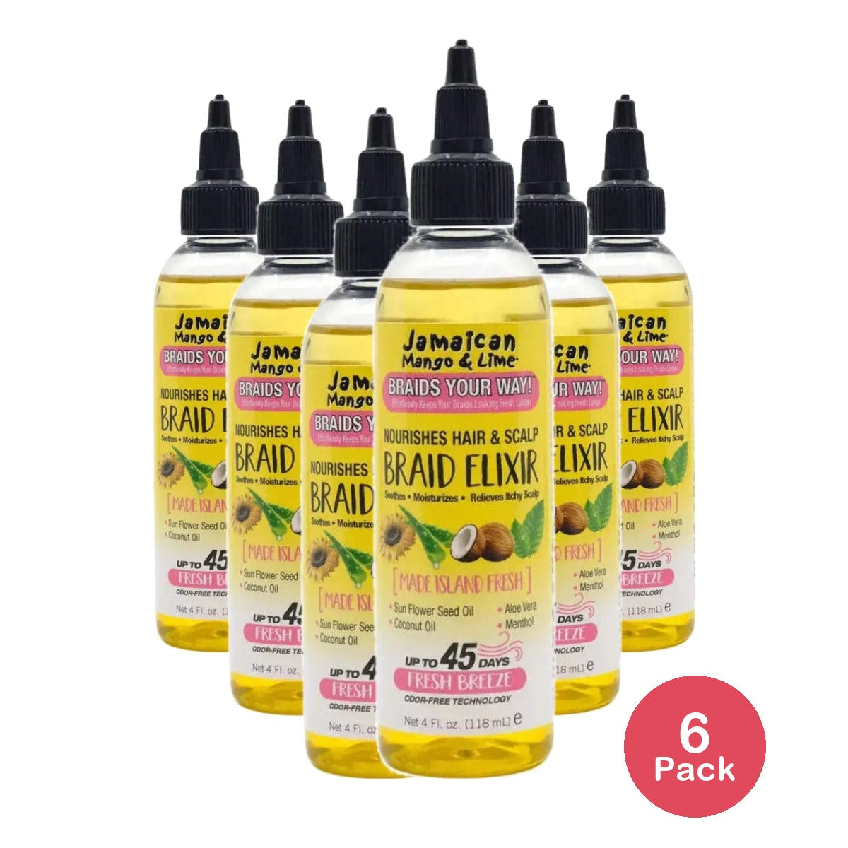Jamaican Mango & Lime Braid Elixir 4 Fl Oz (Pack of 6)