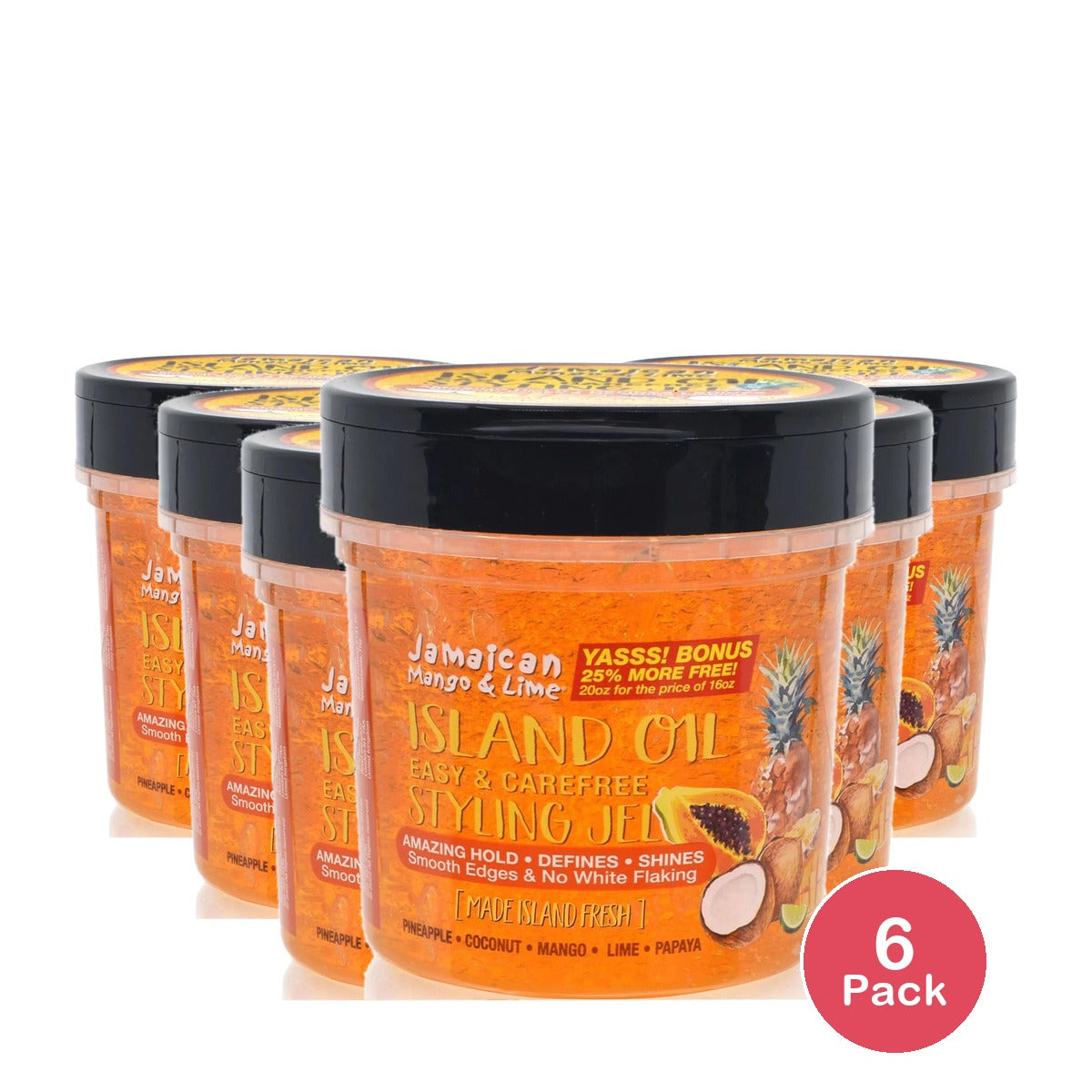 Jamaican Mango & Lime Island Oil Styling Gel 20 Oz (Pack of 6)