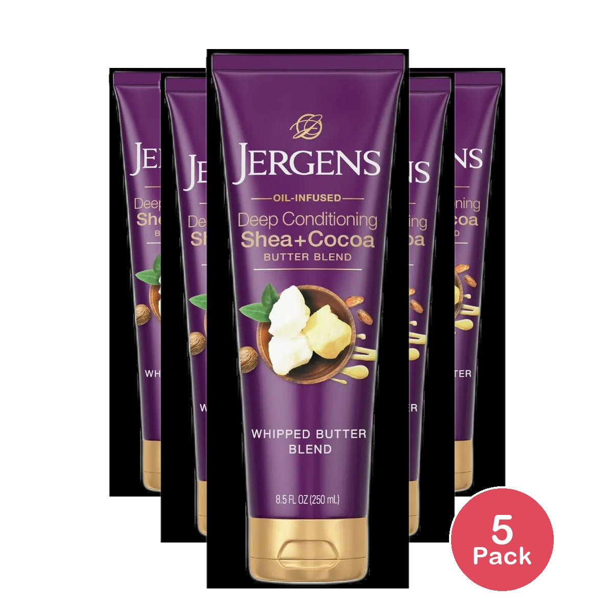 Jergens Deep Conditioning Lotion Shea + Cocoa Whipped Body Butter Vitamin E Dry Skin 8.5 oz (Pack of 5)