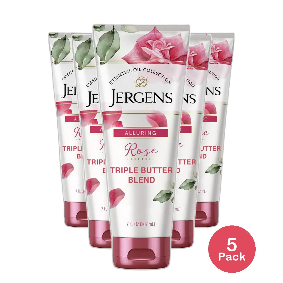 Jergens Hand and Body Lotion Rose Body Butter Lotion with Camellia Essential Oil 7Oz (Pack of 5)