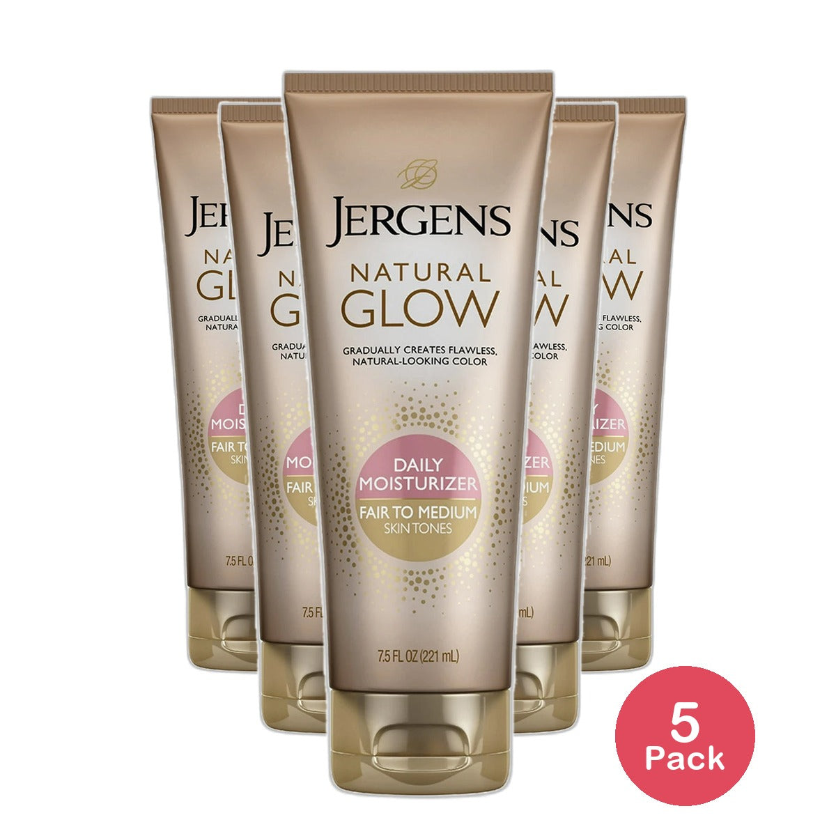 Jergens Natural Glow Daily Moisturizer Medium Skin Tones 7.5Oz (Pack of 5)