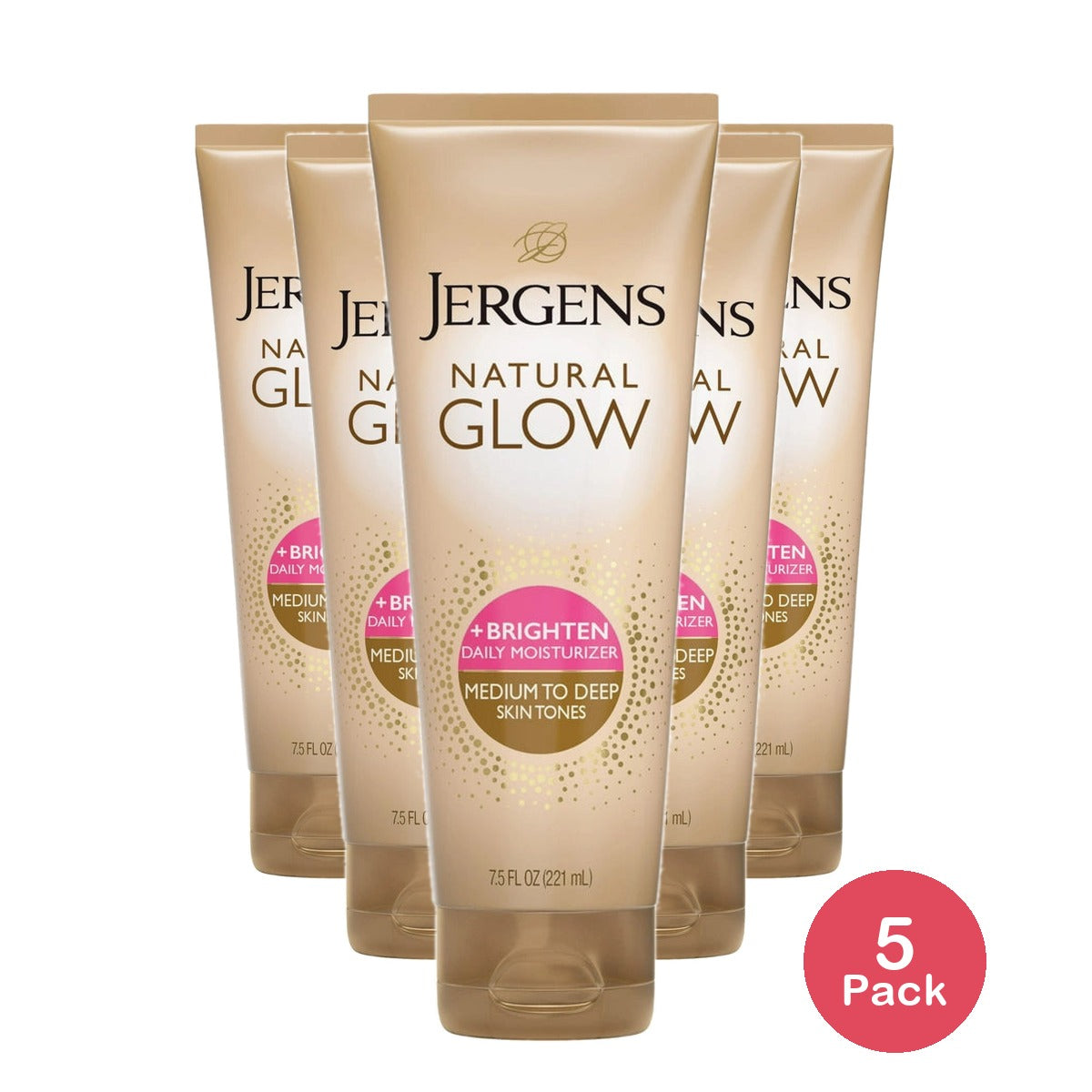 Jergens Natural Glow Daily Moisturizer Self Tanner Body Lotion Sunless Tanning 7.5 OZ (Pack of 5)