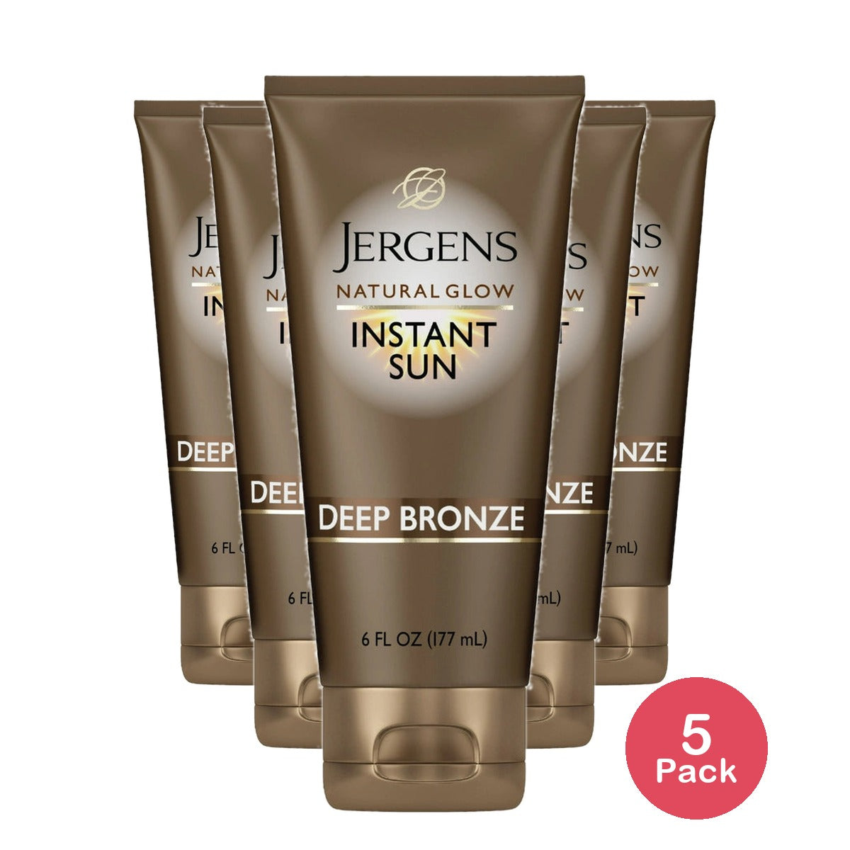 Jergens Natural Glow Instant Sun Self Tanner Lotion + Bronzer, Sunless Tanning D 6 OZ(Pack of 5)