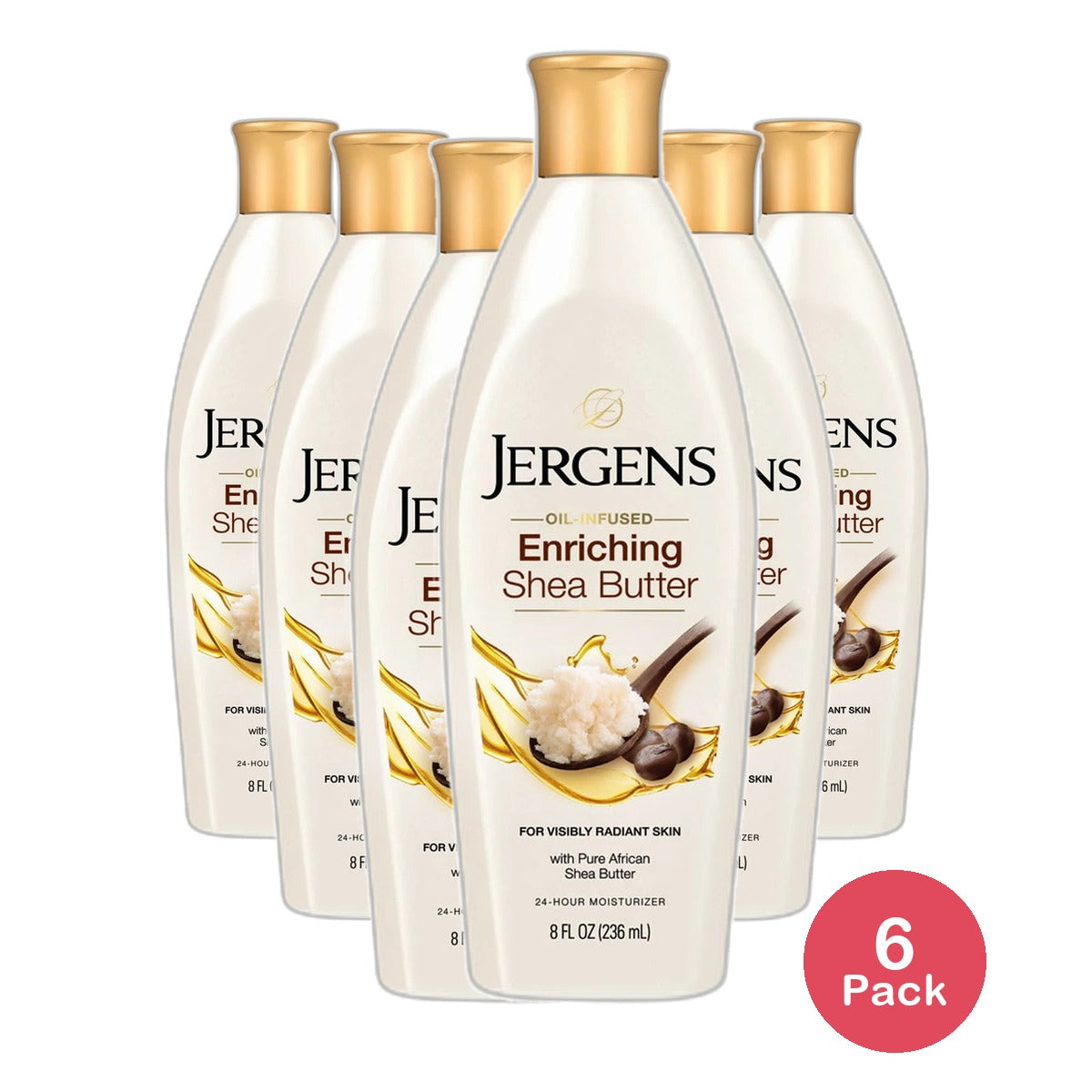 Jergens Shea Butter Skin Enriching Moisturizer 8Oz (Pack of 6)